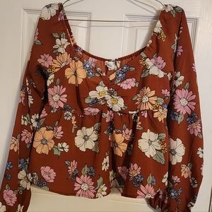 Womens Derek Heart brand floral vintage style shirt size L